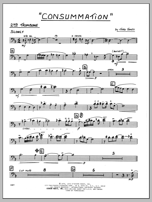 Download Thad Jones Consummation - 2nd Trombone Sheet Music
