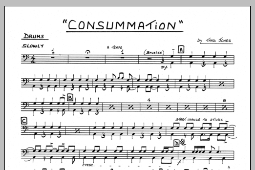 Download Thad Jones Consummation - Drums Sheet Music