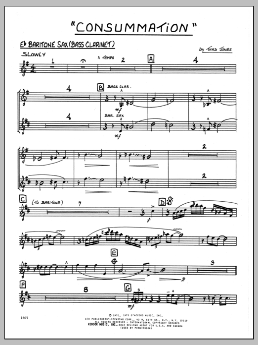 Download Thad Jones Consummation - Eb Baritone Sax Sheet Music