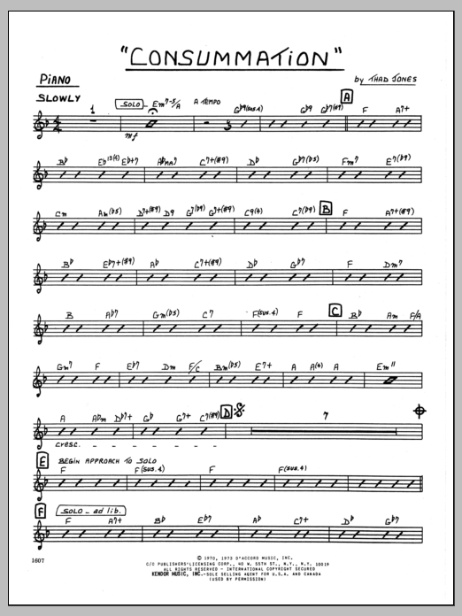 Download Thad Jones Consummation - Piano Sheet Music