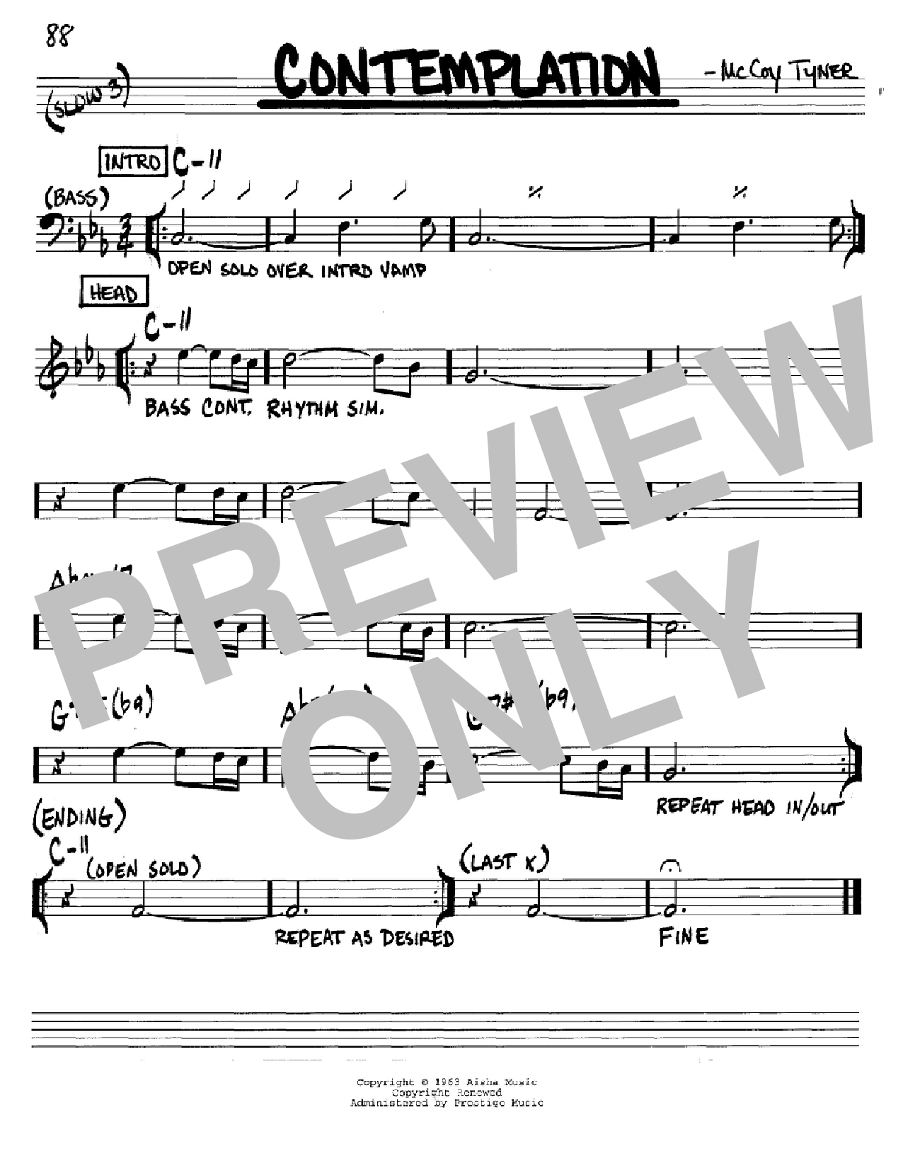Download McCoy Tyner Contemplation Sheet Music