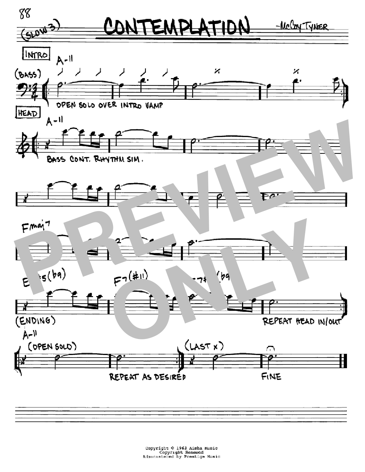 Download McCoy Tyner Contemplation Sheet Music