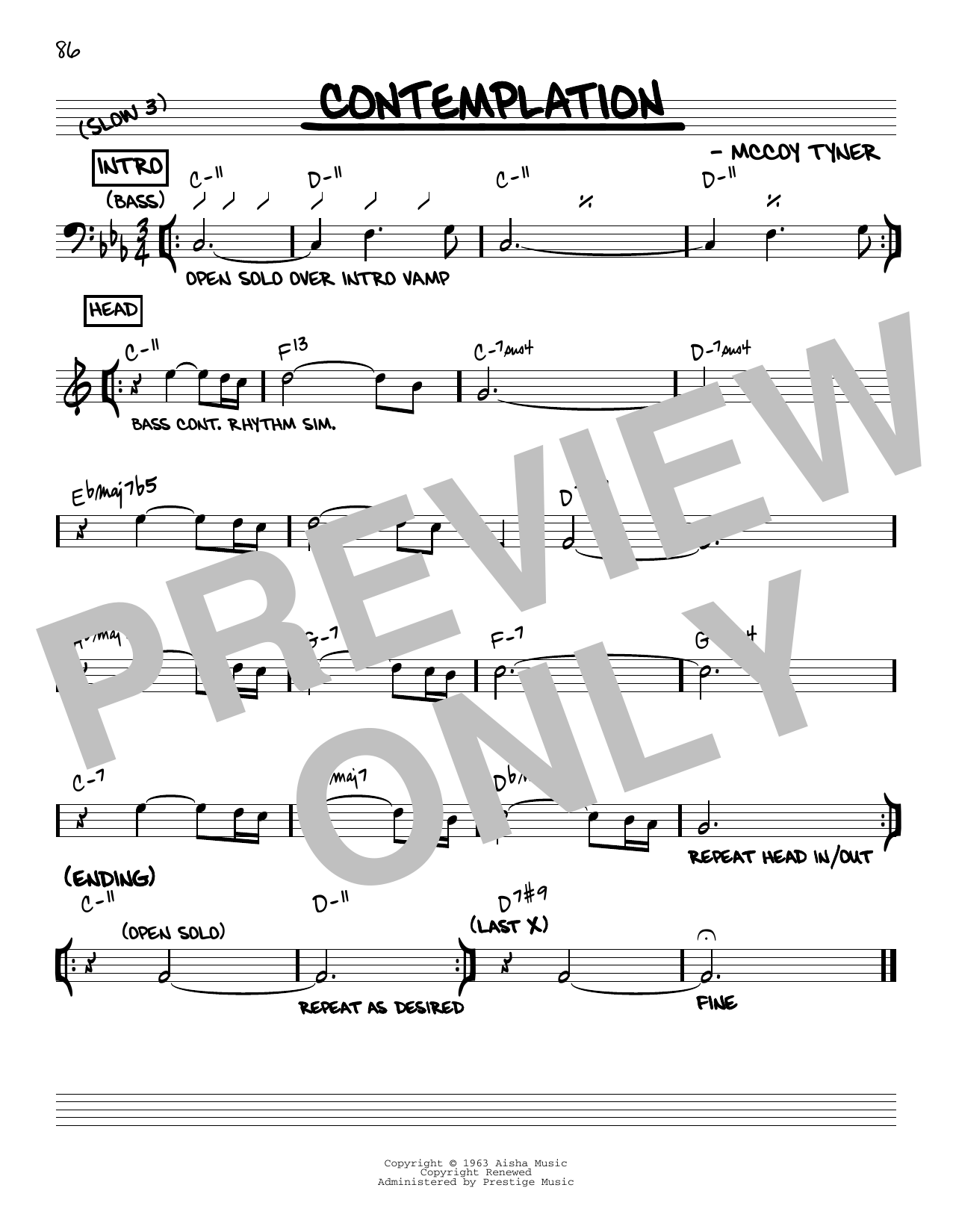 Download McCoy Tyner Contemplation [Reharmonized version] (a Sheet Music