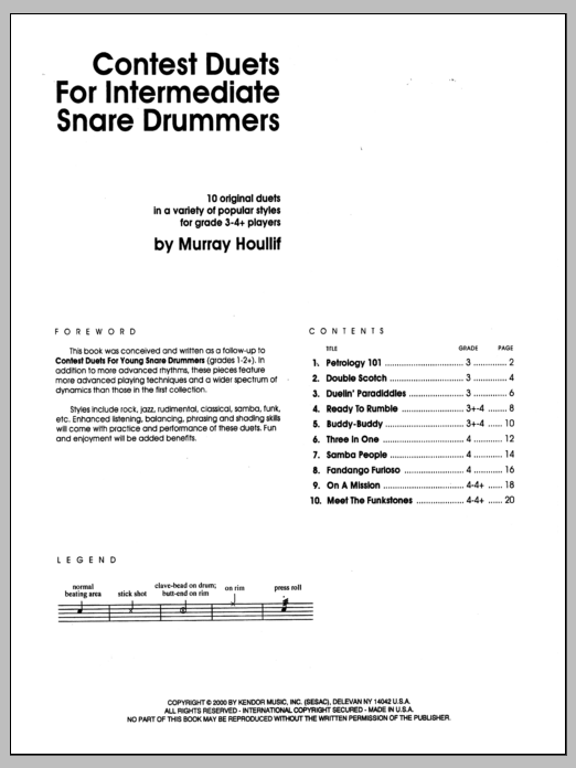 Download Murray Houllif Contest Duets For The Intermediate Snar Sheet Music