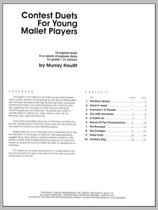 Download Houllif Contest Duets For The Young Mallet Play Sheet Music
