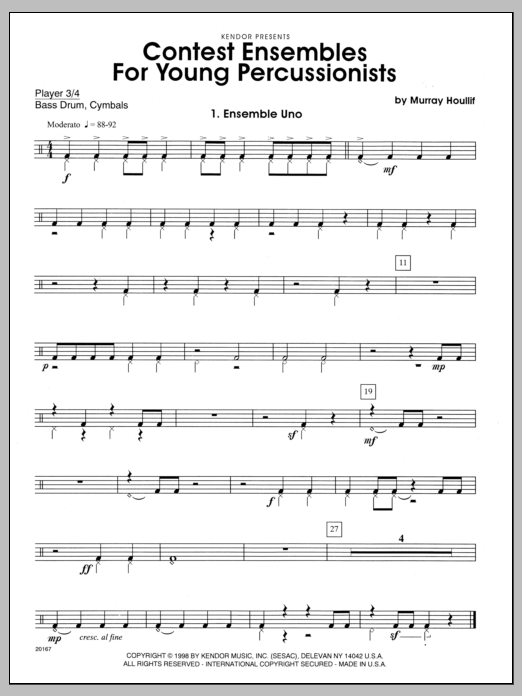 Download Houllif Contest Ensembles For Young Percussioni Sheet Music