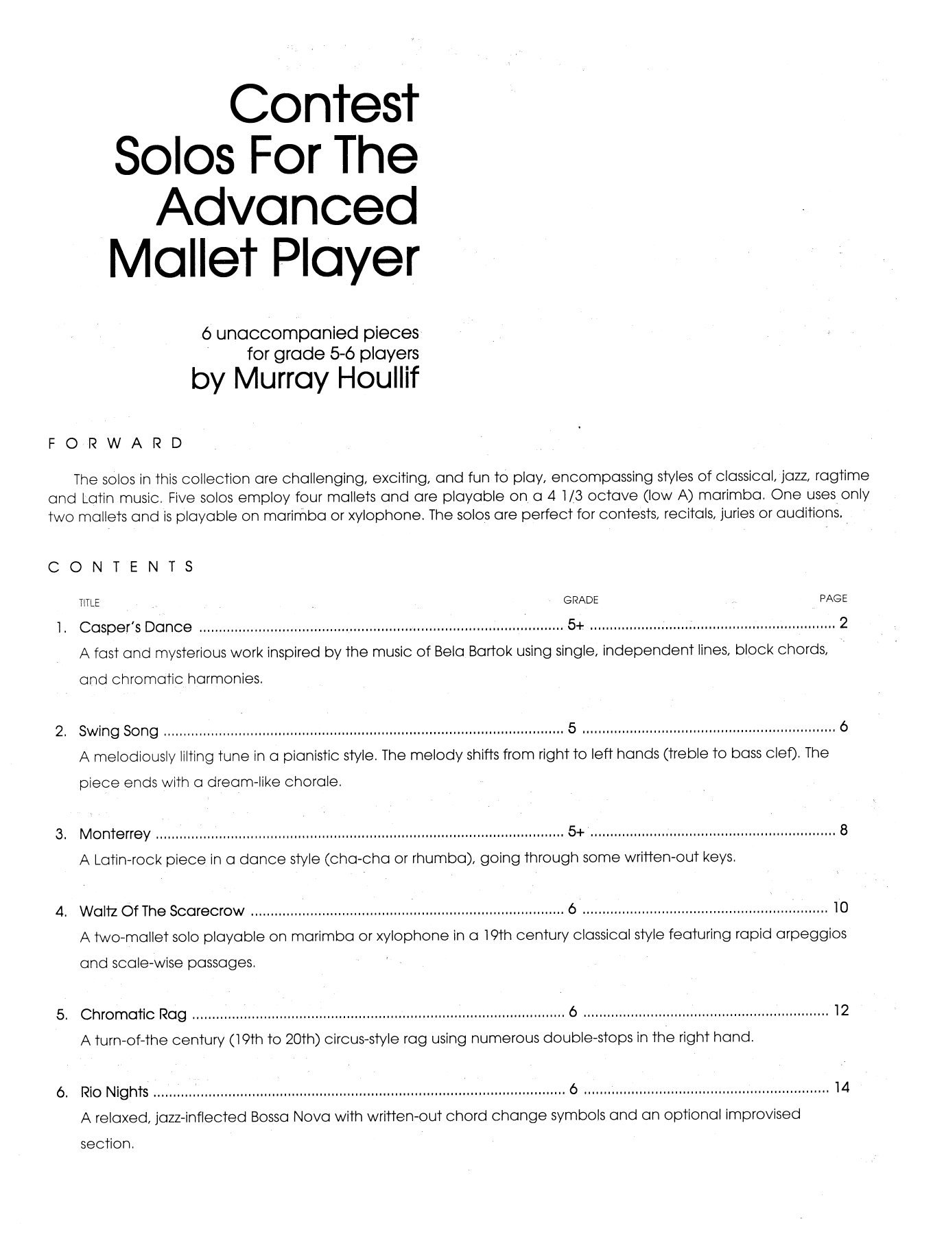 Download Murray Houllif Contest Solos For The Advanced Mallet P Sheet Music
