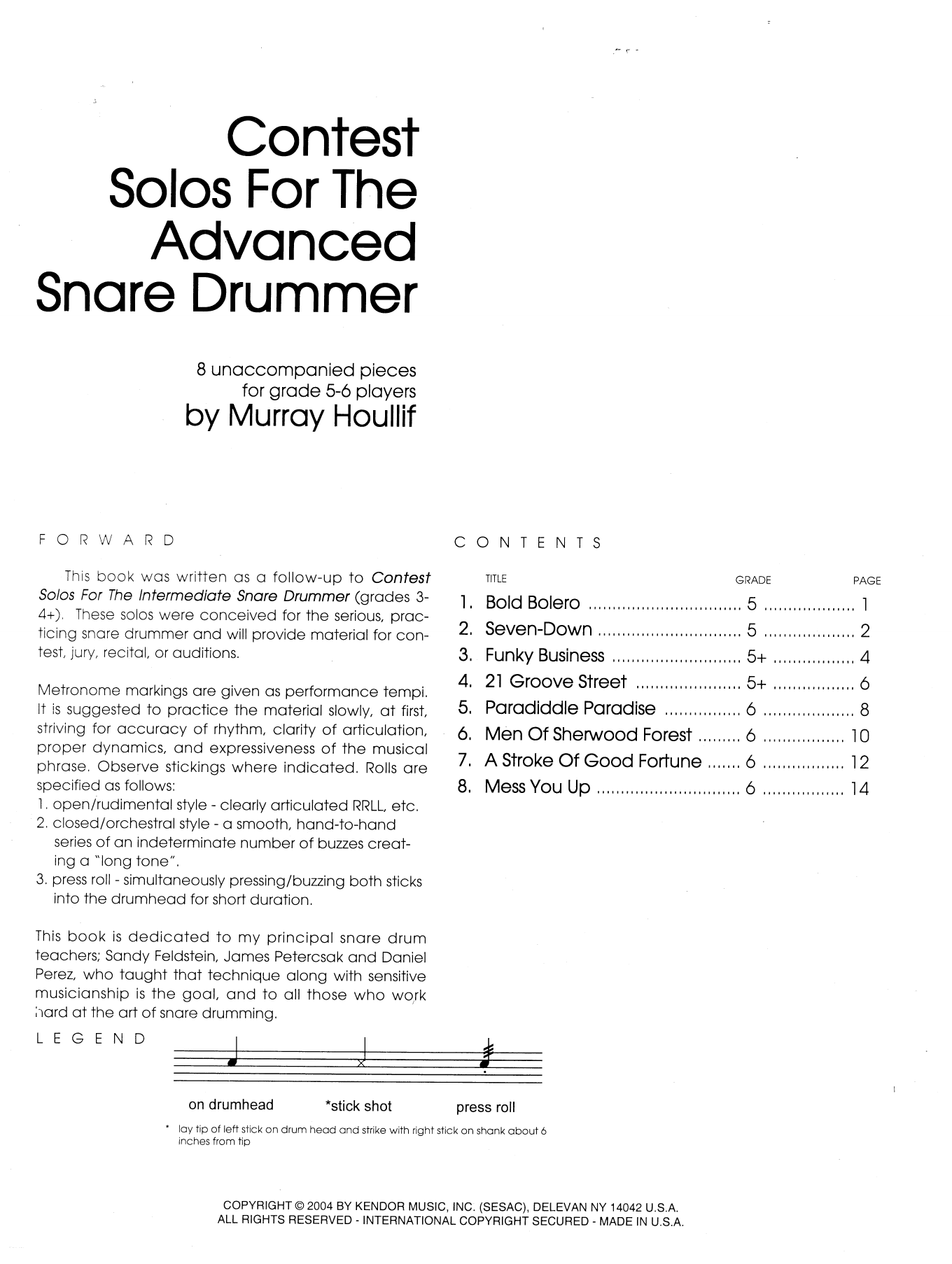 Download Murray Houllif Contest Solos For The Advanced Snare Dr Sheet Music