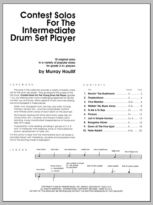 Download Murray Houllif Contest Solos For The Intermediate Drum Sheet Music