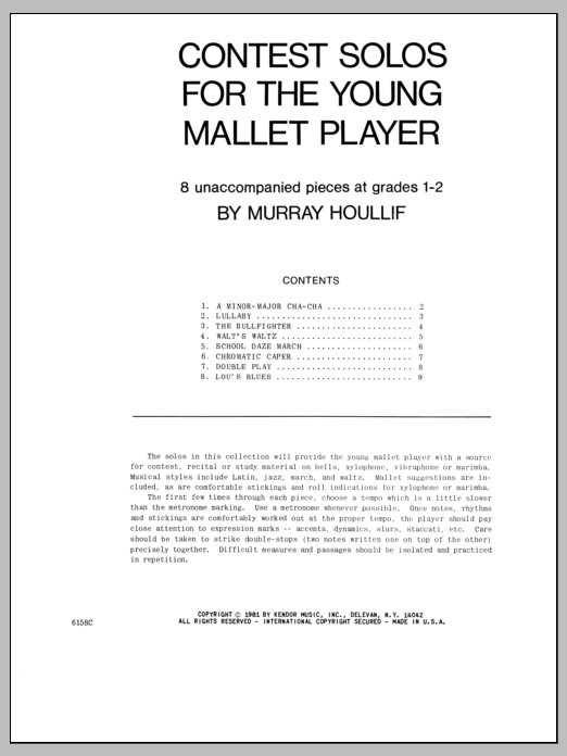 Download Houllif Contest Solos For The Young Mallet Play Sheet Music