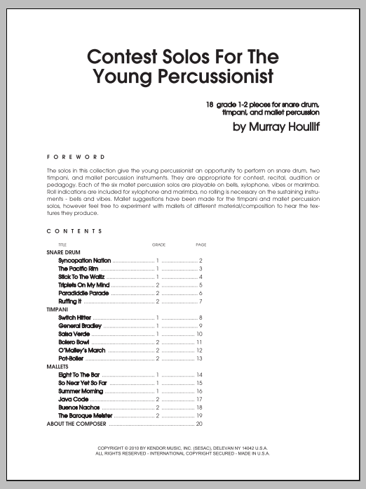 Download Houllif Contest Solos For The Young Percussioni Sheet Music