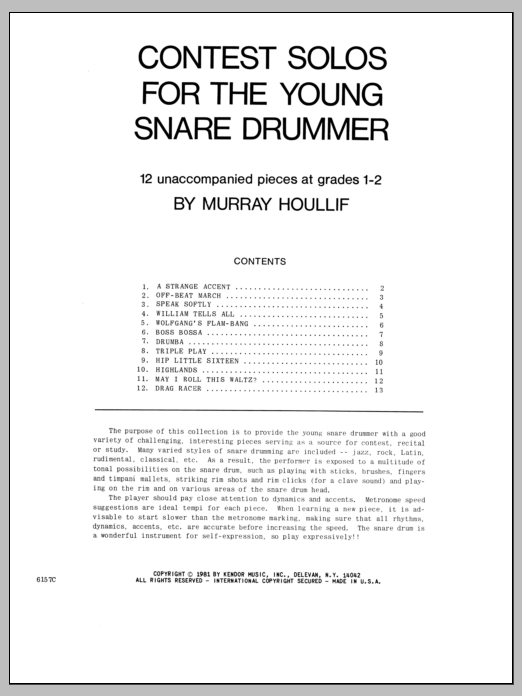 Download Murray Houllif Contest Solos For The Young Snare Drumm Sheet Music