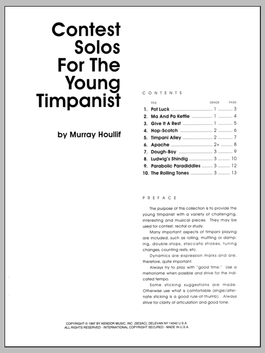 Download Houllif Contest Solos For The Young Timpanist Sheet Music