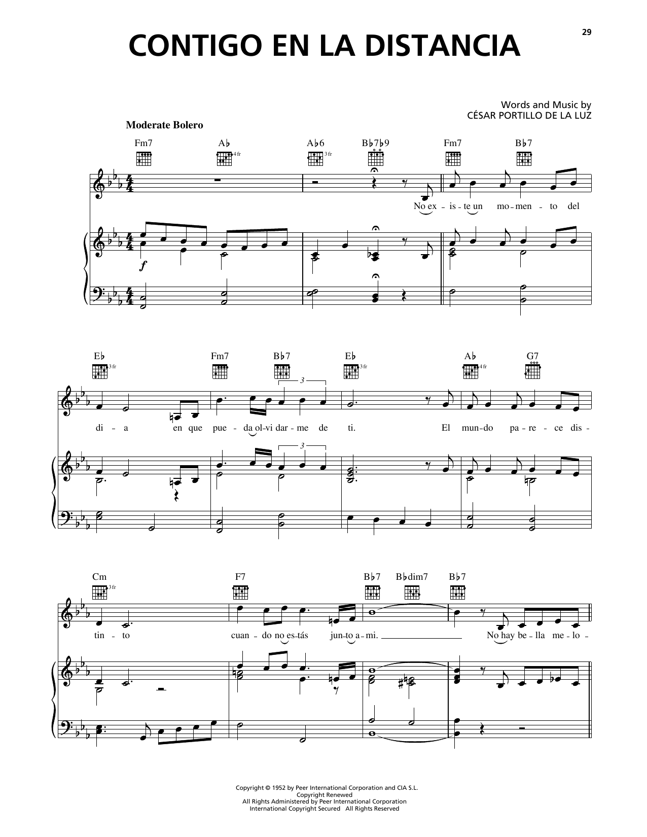 Luis Miguel Contigo En La Distancia sheet music notes printable PDF score