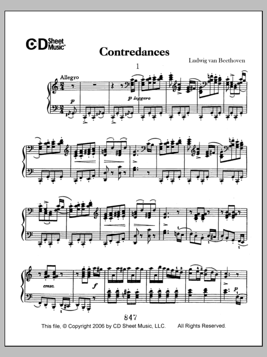 Download Ludwig van Beethoven Contradances Sheet Music