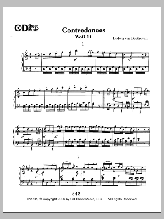 Ludwig van Beethoven Contradances, Woo 14 sheet music notes printable PDF score