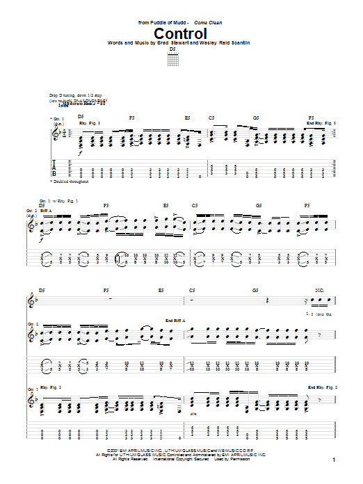Download Puddle Of Mudd Control Sheet Music