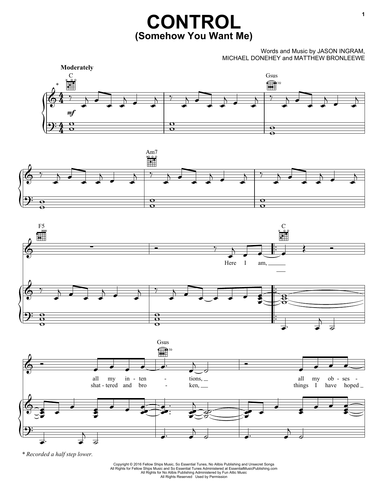 Download Tenth Avenue North Control (Somehow You Want Me) Sheet Music