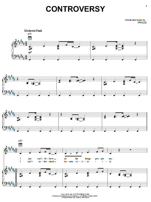 Download Prince Controversy Sheet Music
