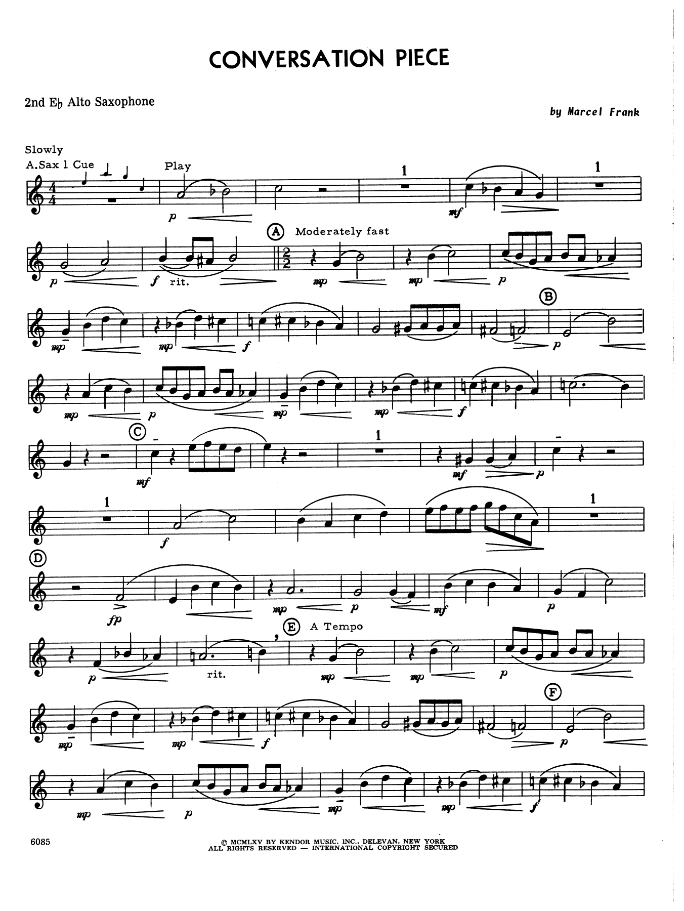 Download Marcel Frank Conversation Piece - 2nd Eb Alto Saxoph Sheet Music