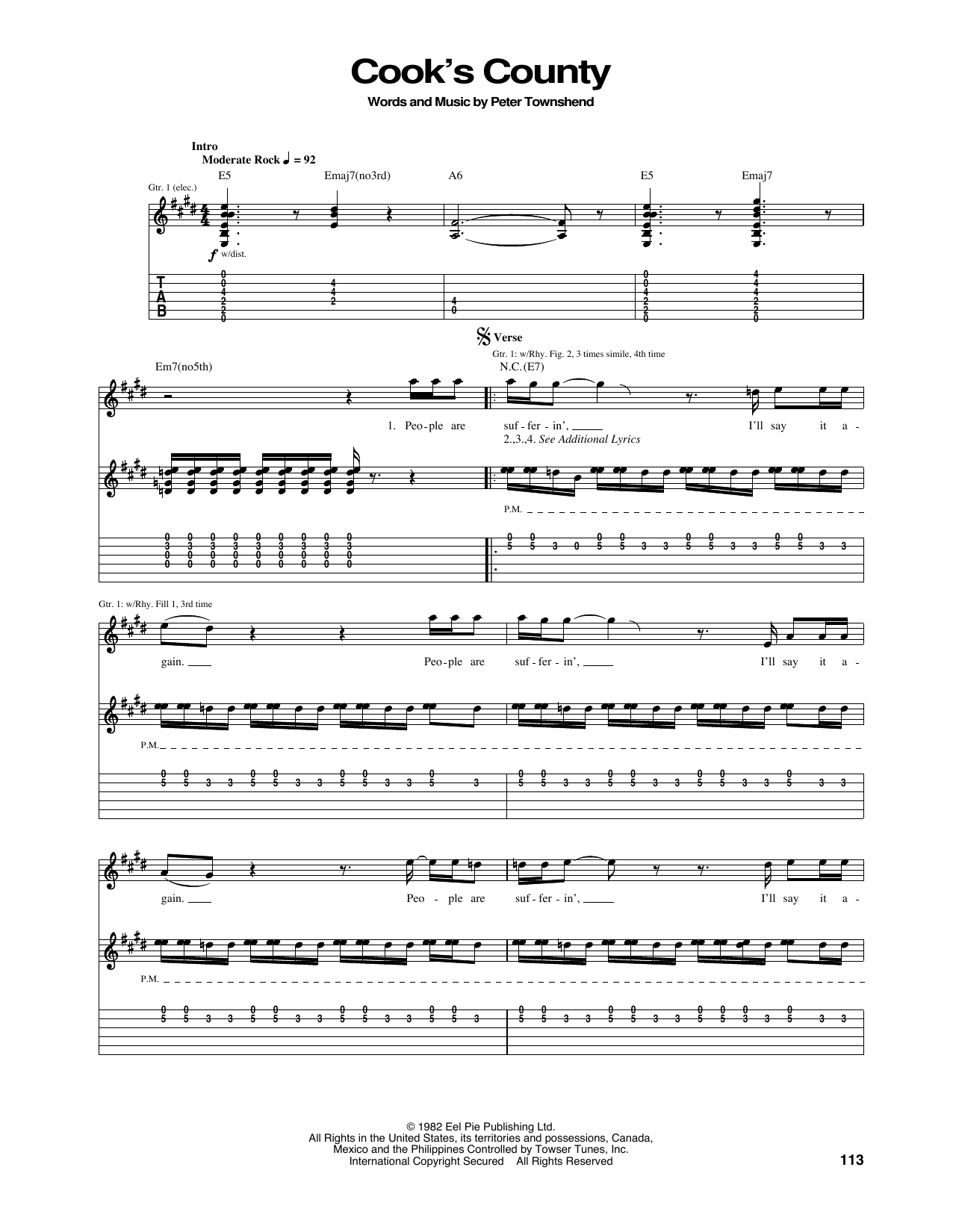 Download The Who Cook's County Sheet Music