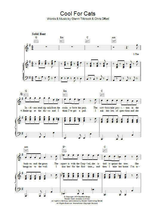 Download Squeeze Cool For Cats Sheet Music