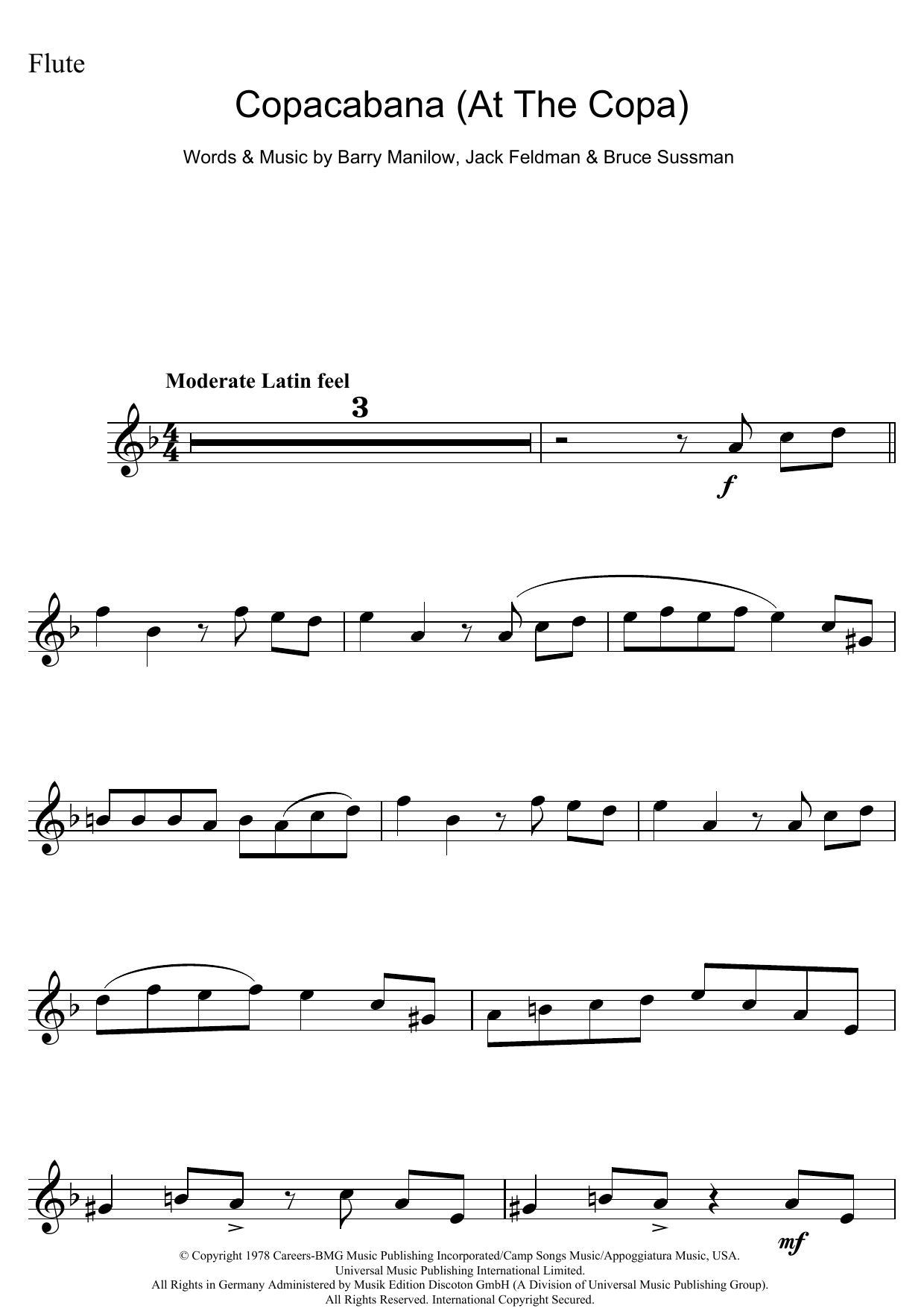 Download Barry Manilow Copacabana (At The Copa) Sheet Music
