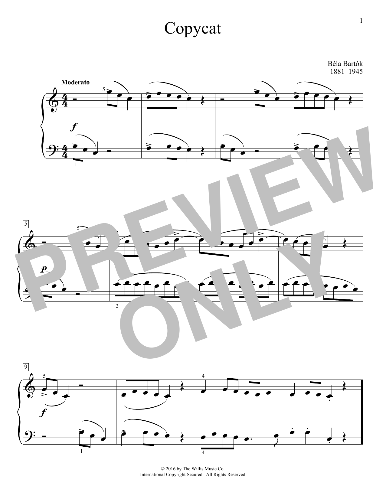 Download Bela Bartok Copycat Sheet Music