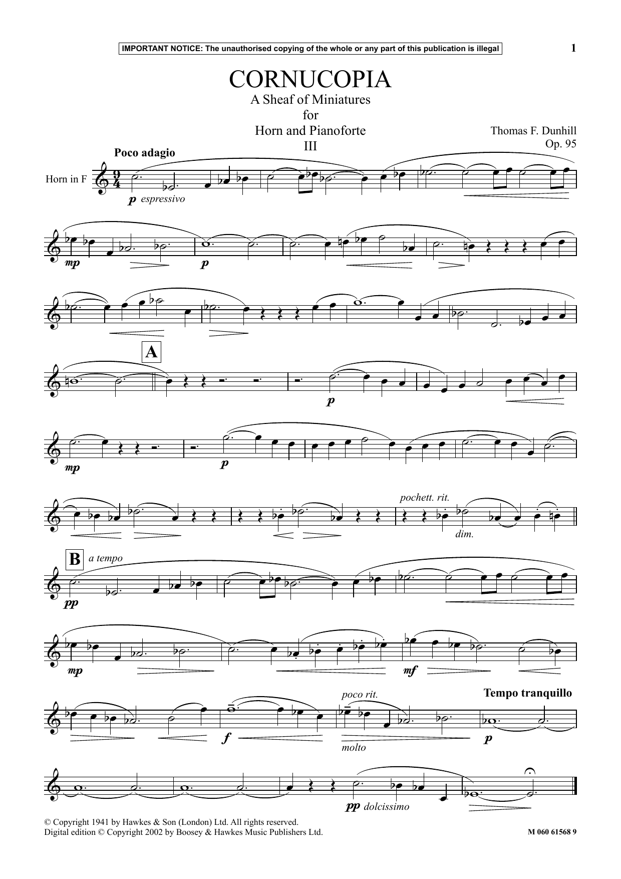 Download Thomas F. Dunhill Cornucopia- A Sheaf Of Miniatures For H Sheet Music
