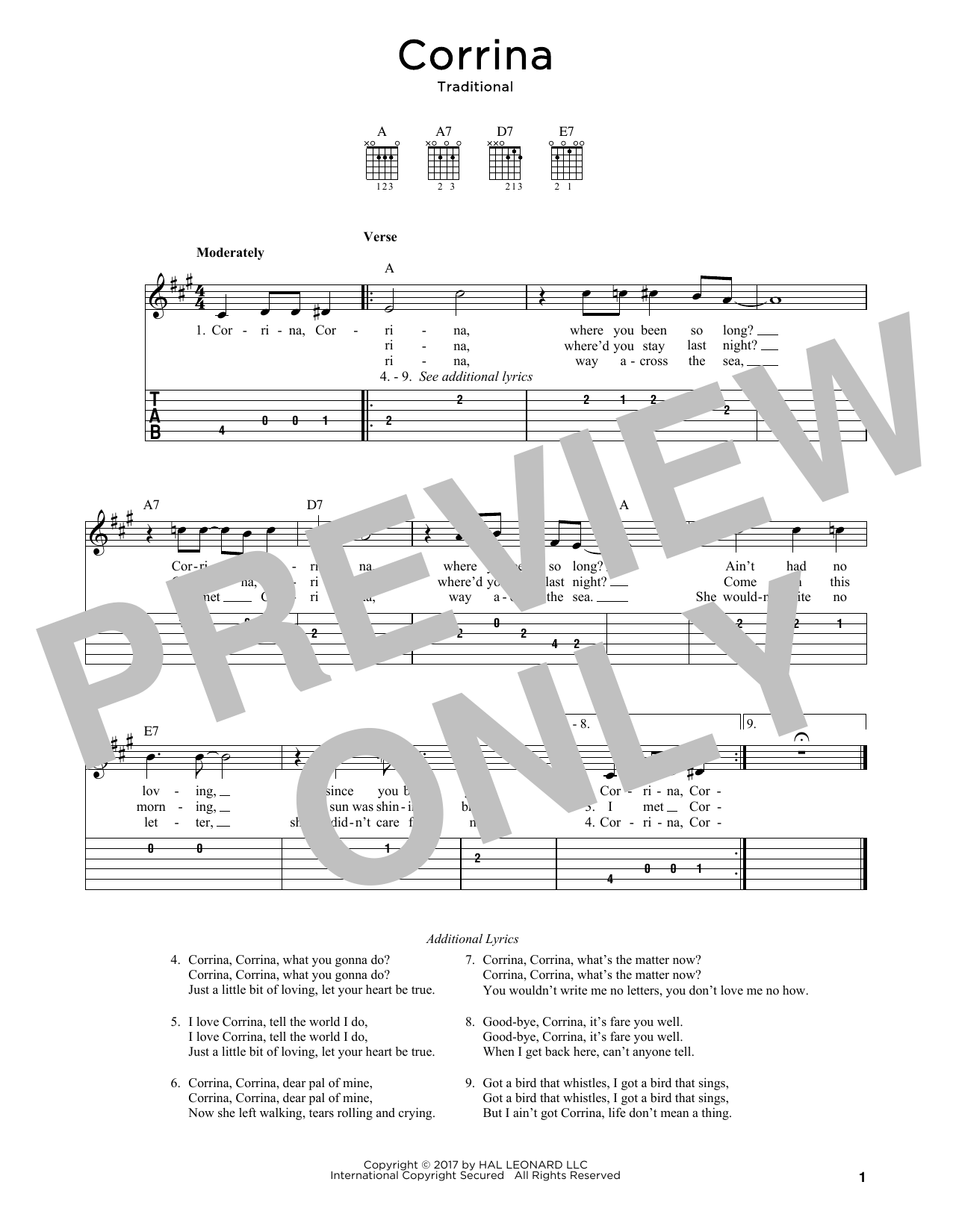 Download Traditional Corrina Sheet Music