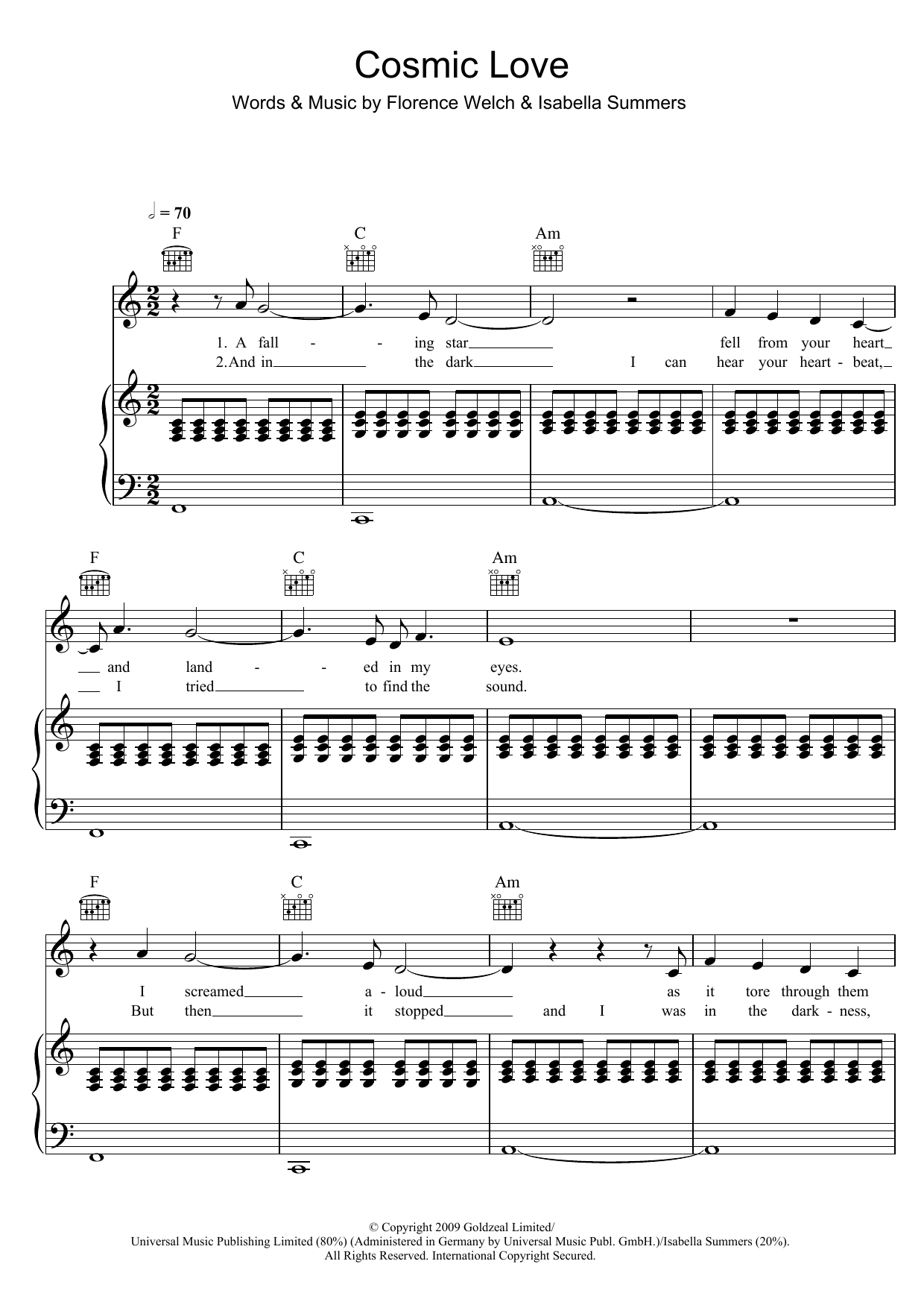 Download Florence And The Machine Cosmic Love Sheet Music