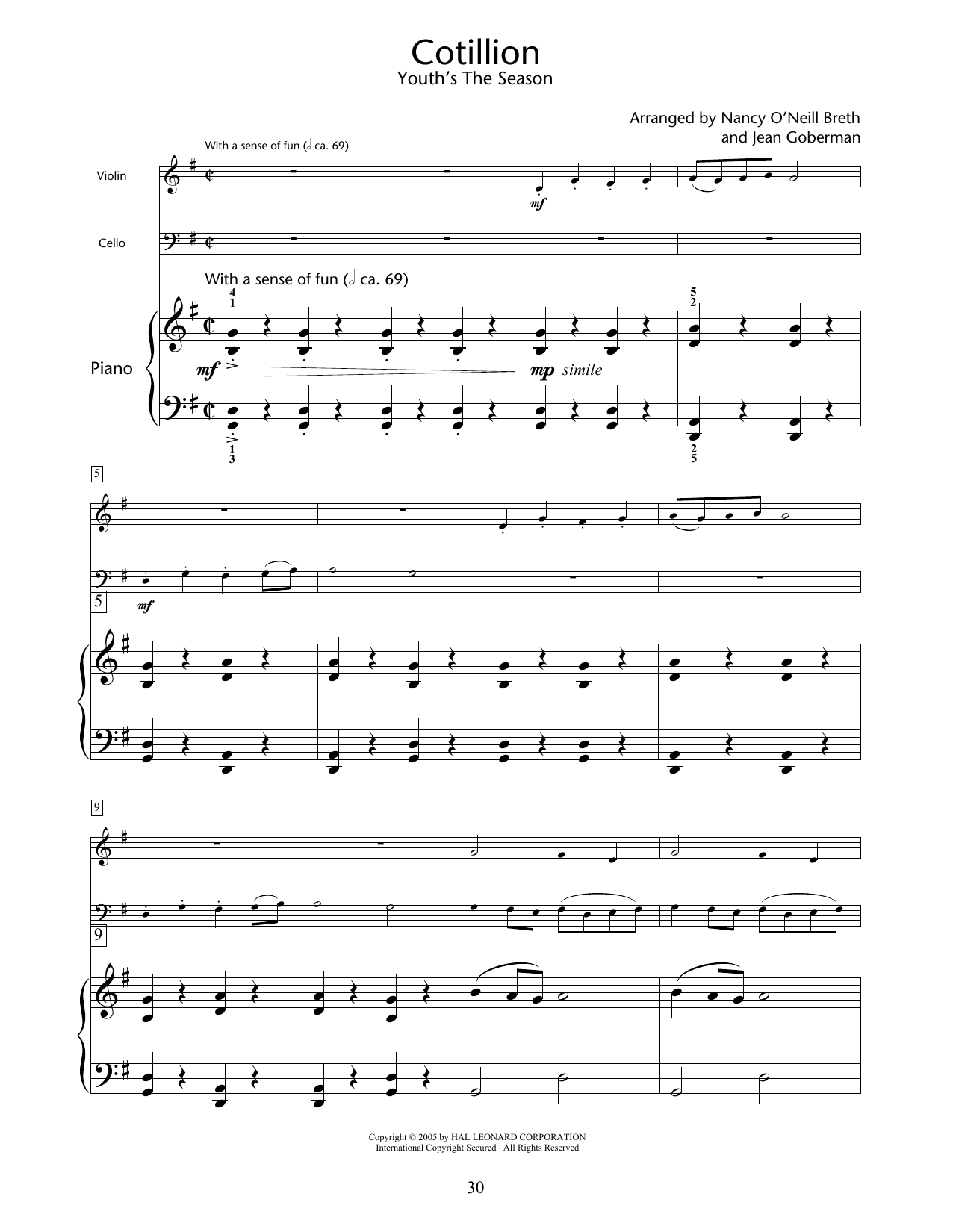 Nancy O'Neill Breth & Jean Goberman Cotillon (Youth's The Season) sheet music notes printable PDF score