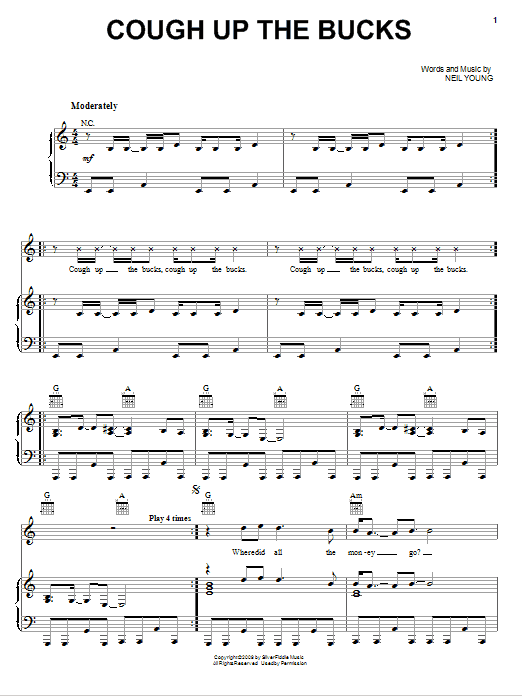 Download Neil Young Cough Up The Bucks Sheet Music