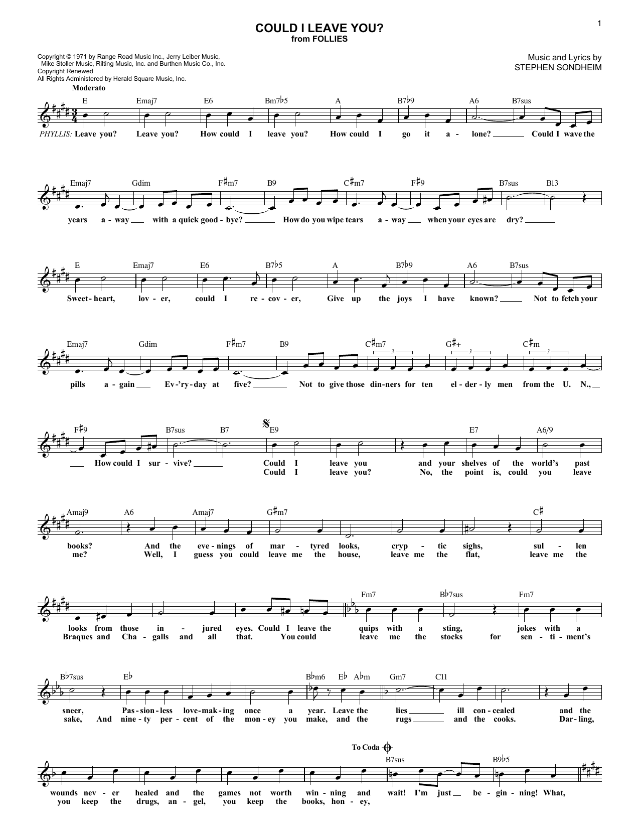 Download Stephen Sondheim Could I Leave You? Sheet Music
