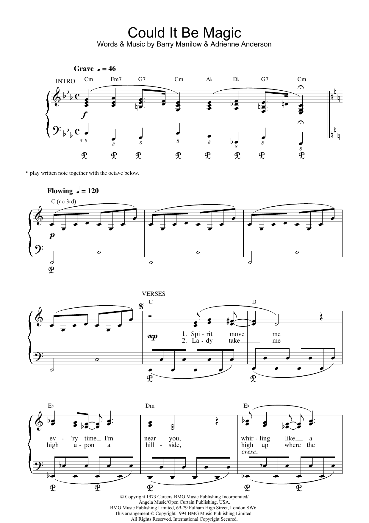 Download Barry Manilow Could It Be Magic Sheet Music