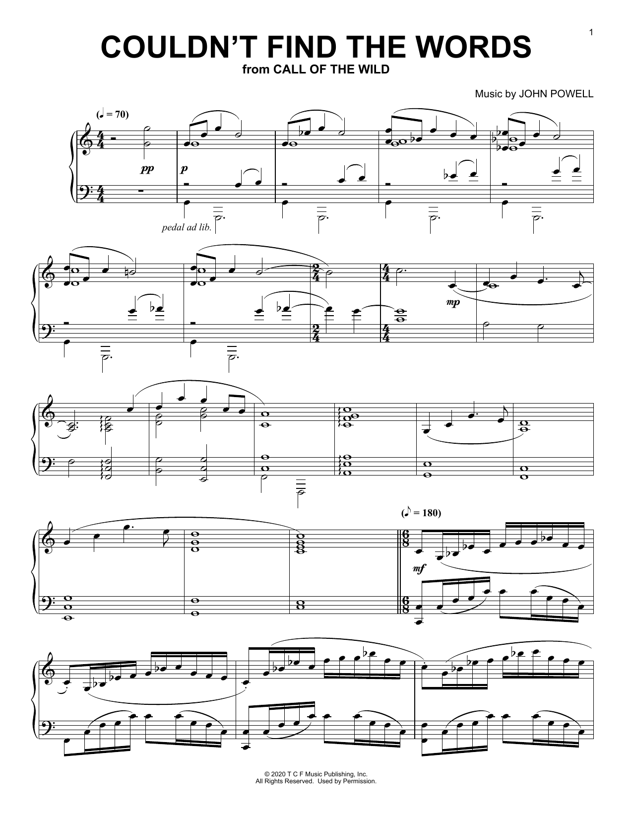 Download John Powell Couldn't Find The Words (from The Call Sheet Music