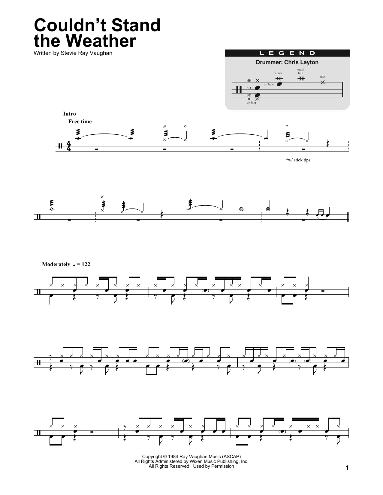 Download Stevie Ray Vaughan Couldn't Stand The Weather Sheet Music