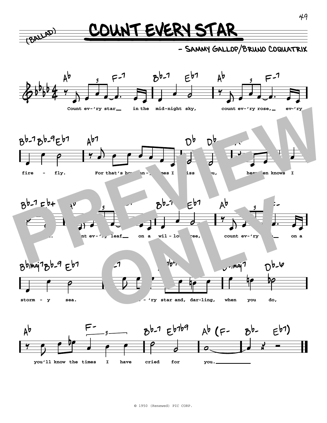 Download Sammy Gallop Count Every Star (High Voice) Sheet Music