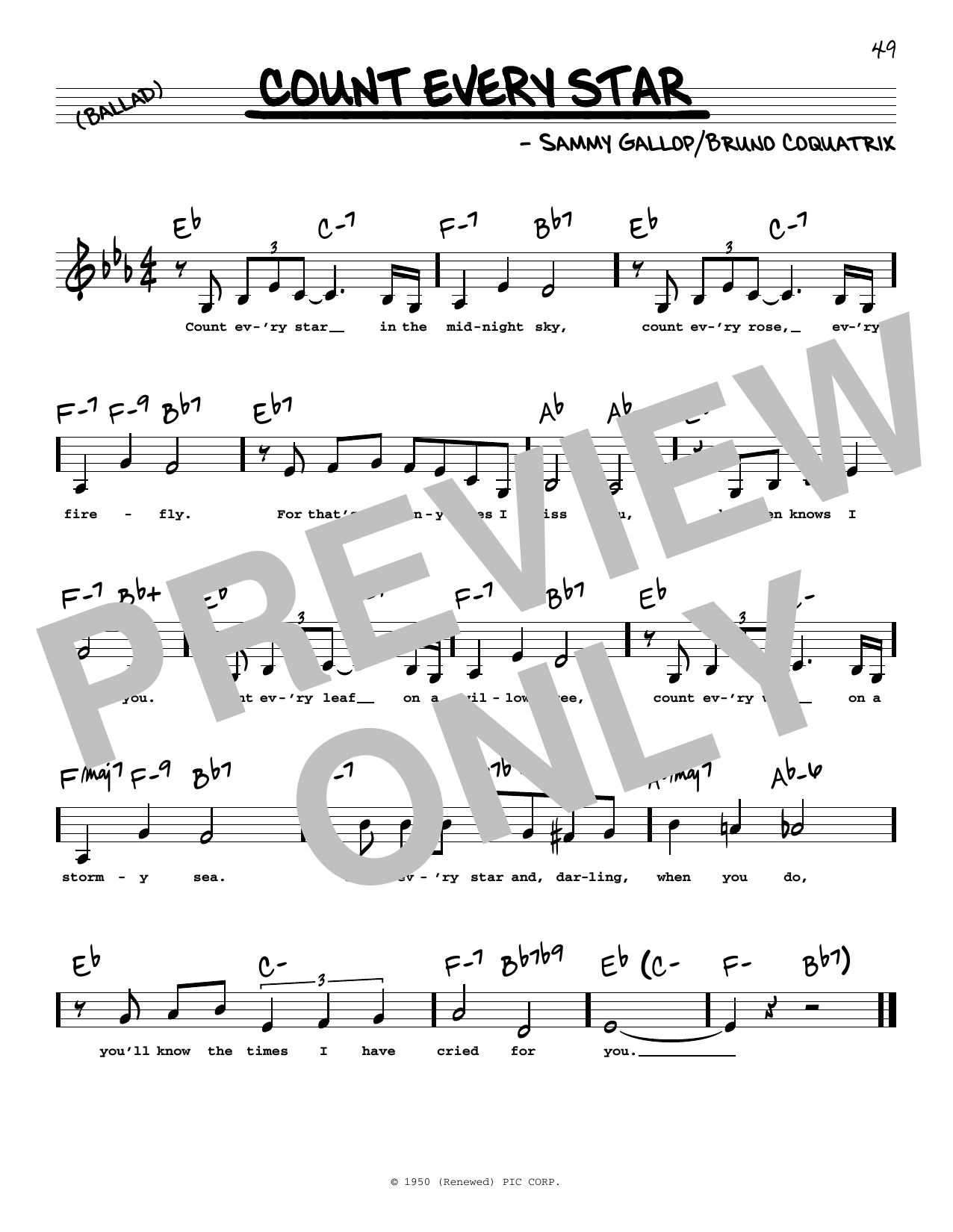 Sammy Gallop Count Every Star (Low Voice) sheet music notes printable PDF score