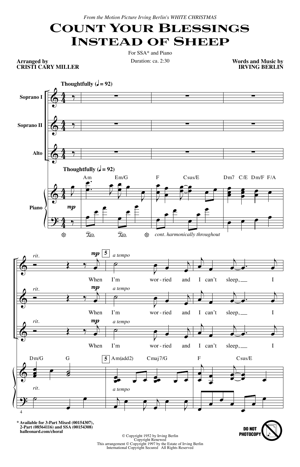 Download Irving Berlin Count Your Blessings Instead Of Sheep ( Sheet Music