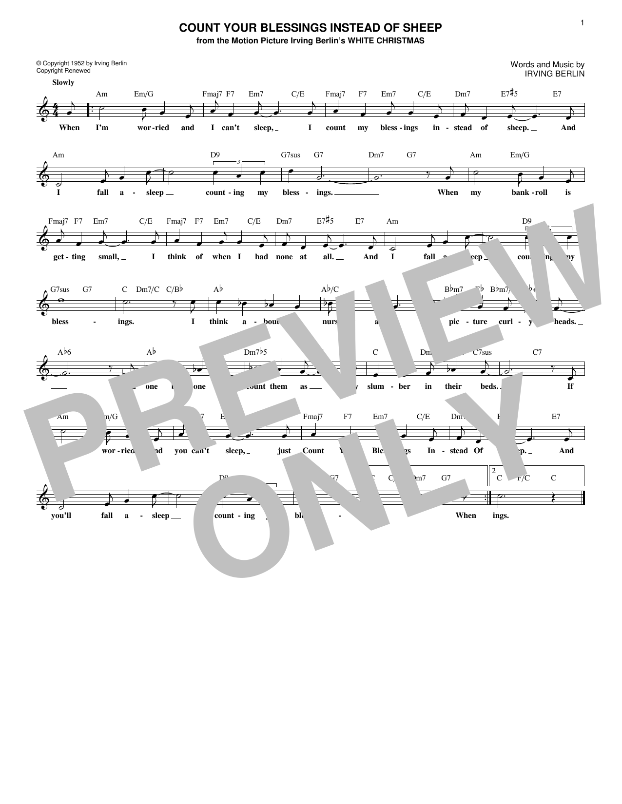 Download Irving Berlin Count Your Blessings Instead Of Sheep Sheet Music