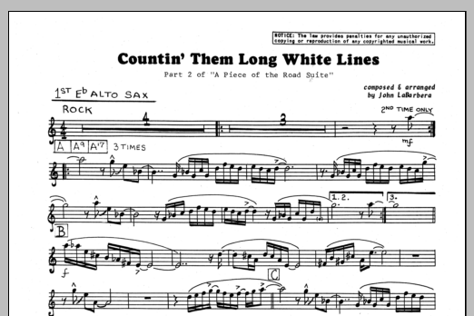 Download John LaBarbara Countin' Them Long White Lines - 1st Eb Sheet Music