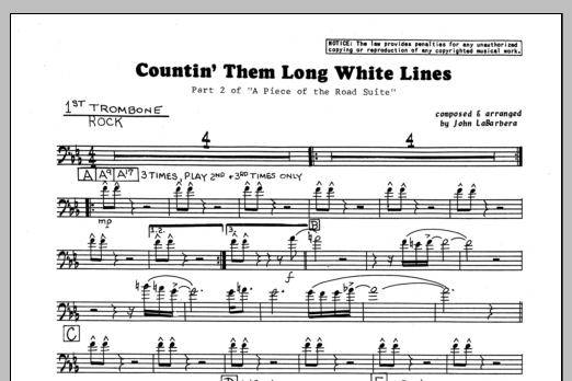 Download John LaBarbara Countin' Them Long White Lines - 1st Tr Sheet Music