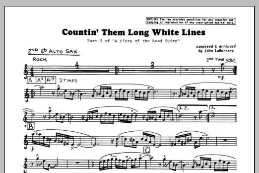 Download John LaBarbara Countin' Them Long White Lines - 2nd Eb Sheet Music