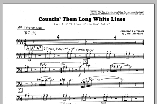 Download John LaBarbara Countin' Them Long White Lines - 3rd Tr Sheet Music