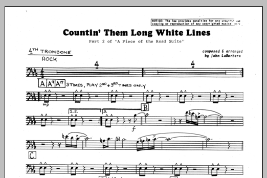 Download John LaBarbara Countin' Them Long White Lines - 4th Tr Sheet Music