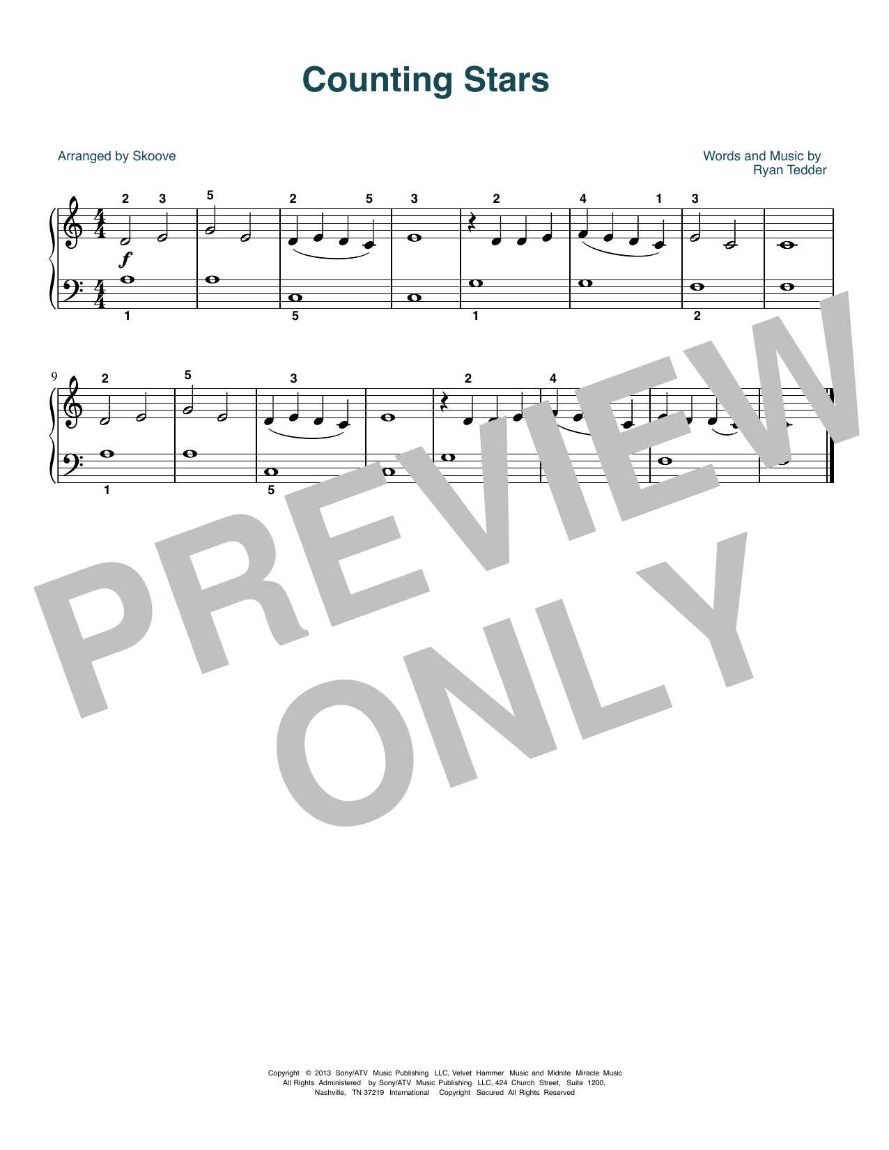 Download OneRepublic Counting Stars (arr. Skoove) Sheet Music
