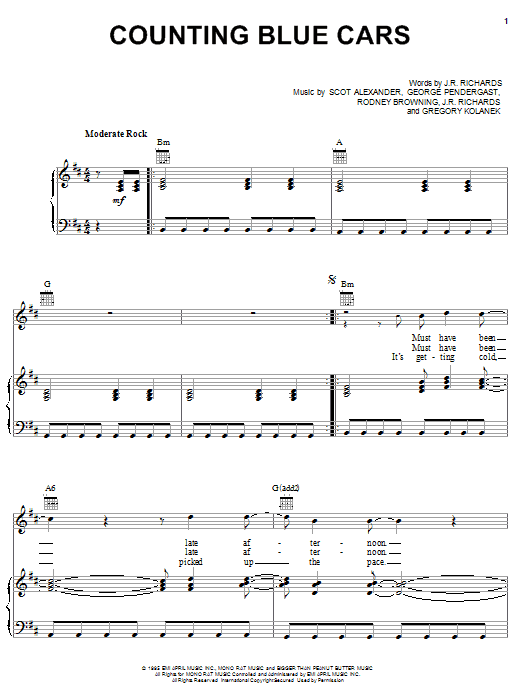 Dishwalla Counting Blue Cars sheet music notes printable PDF score