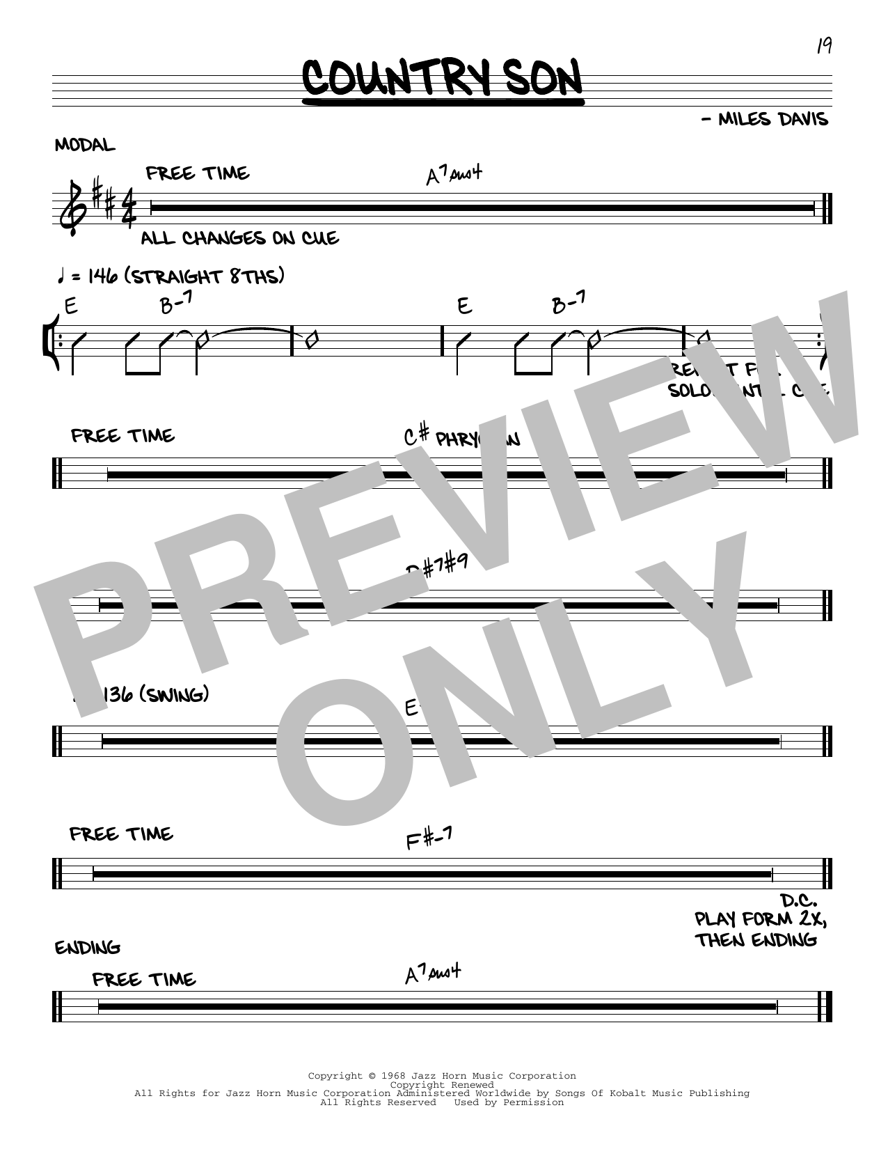 Download Miles Davis Country Son Sheet Music