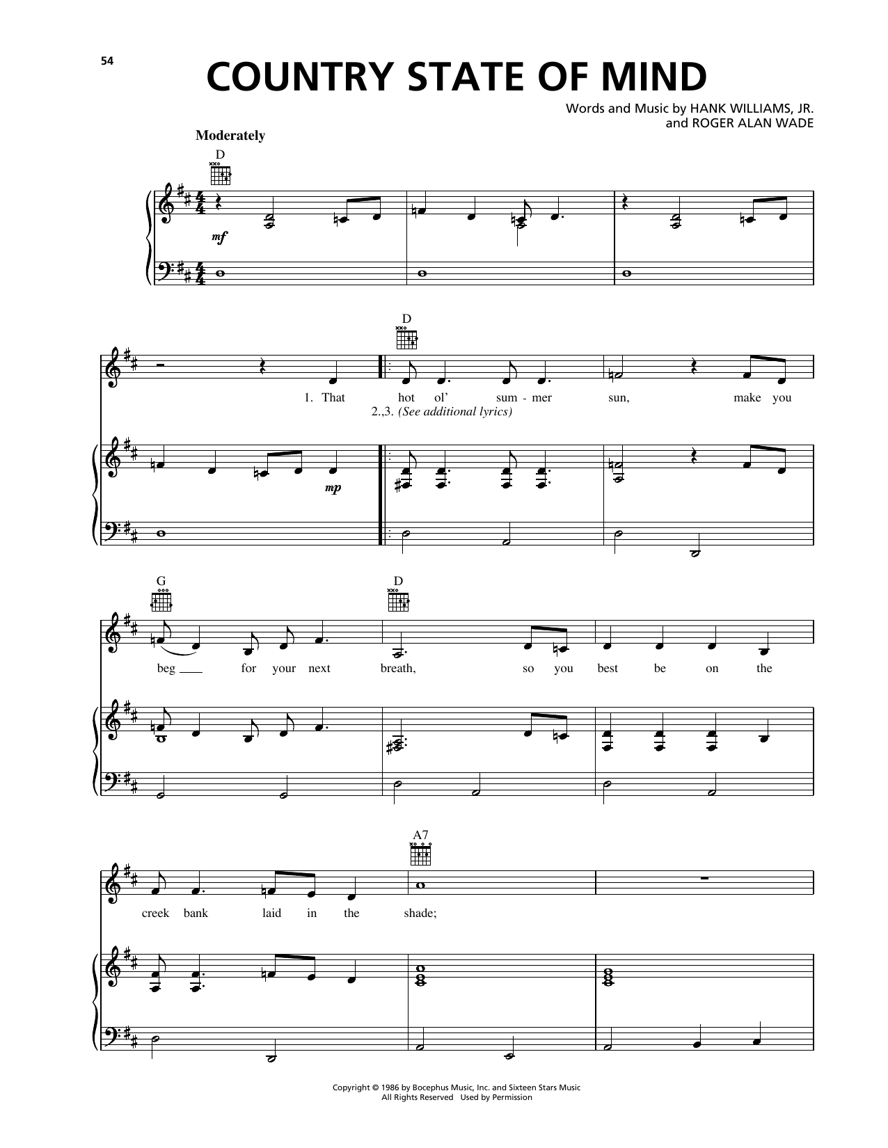 Download Hank Williams Jr. Country State Of Mind Sheet Music